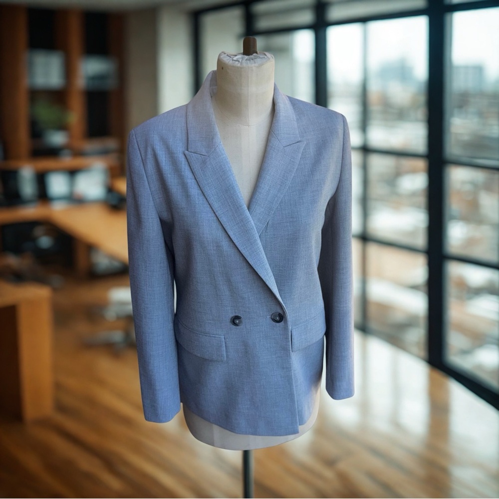 Nordstrom Light Gray Double-Breasted Blazer – Size Small
